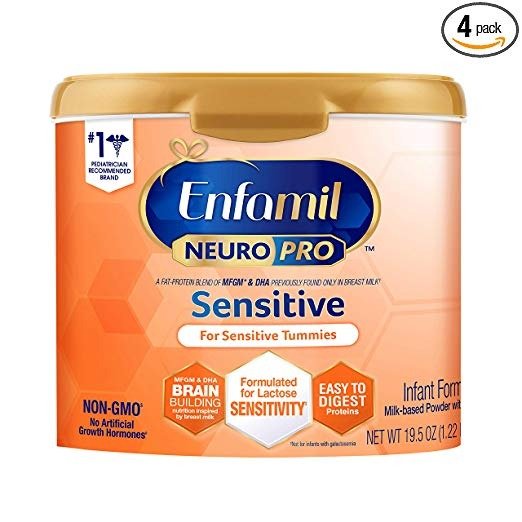 Neuropro Sensitive Baby Formula, Powder Can, 19.5 Ounce, Pack of 4