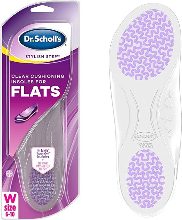 CLEAR CUSHIONING Insoles for Flats // Clear Gel with Targeted Cushioning Absorbs Shock for Discreet, All-Day Comfort in Flats, Boots and Pumps (for Women's 6-10)