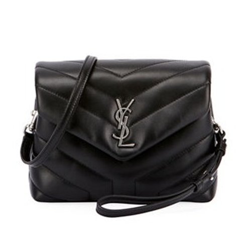 Saint LaurentLoulou Monogram YSL Mini V-Flap Calf Leather Crossbody Bag - Nickel Oxide Hardware