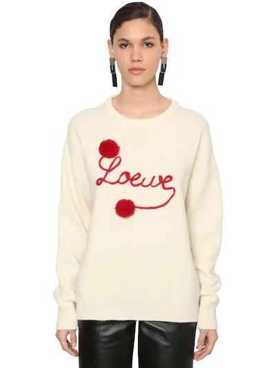 LOGO EMBROIDERED WOOL KNIT SWEATER
