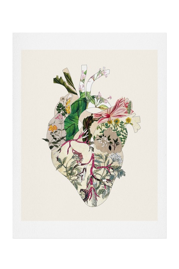 Bianca Green Vintage Botanical Heart Art Print