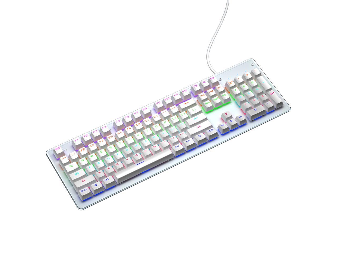 游戏机械键盘，RGB背光，蓝轴，ABS键帽，Chuang Gaming KU20 Mechanical Gaming Keyboard, RGB Backlit Wired Keyboard with Blue Switches & ABS Keycaps