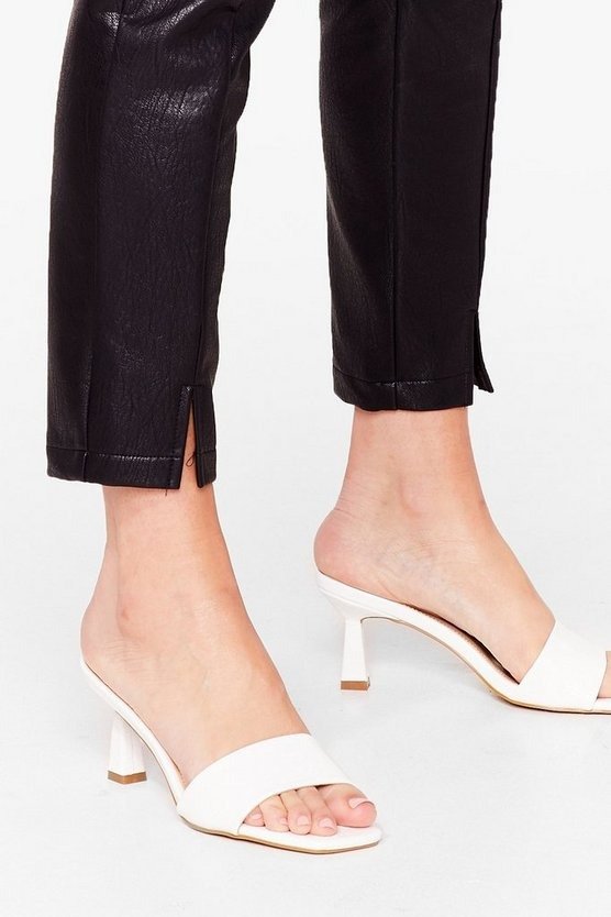 Quilt Trip Faux Leather Kitten Heel Mules | Nasty Gal
