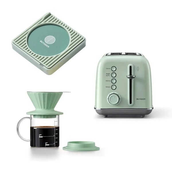 Toaster and Pour Over Coffee Set with Coffee Warmer