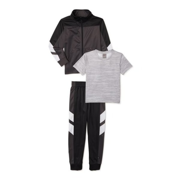 Cheetah Boys' Tricot Jacket, Joggers and Performance T-Shirt, 3-Piece Active Set, Sizes 4-16 & Husky