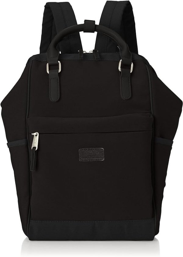 Anero AGB4202 New Retro Backpack with Metal Base, Small, A4, Multiple Storage, Black