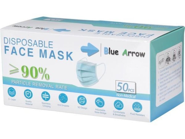 Blue Arrow Disposable Face Mask - 50 pcs per box - Newegg.com