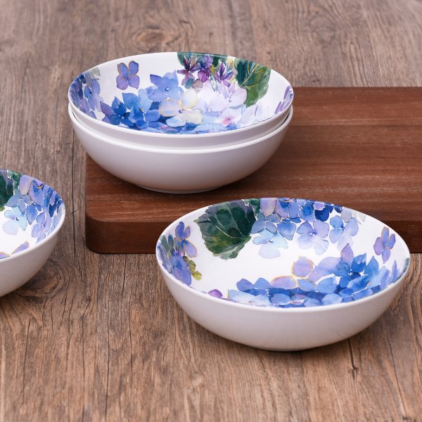 Hydrangea Purple Melamine Cereal Bowl, Set of 4