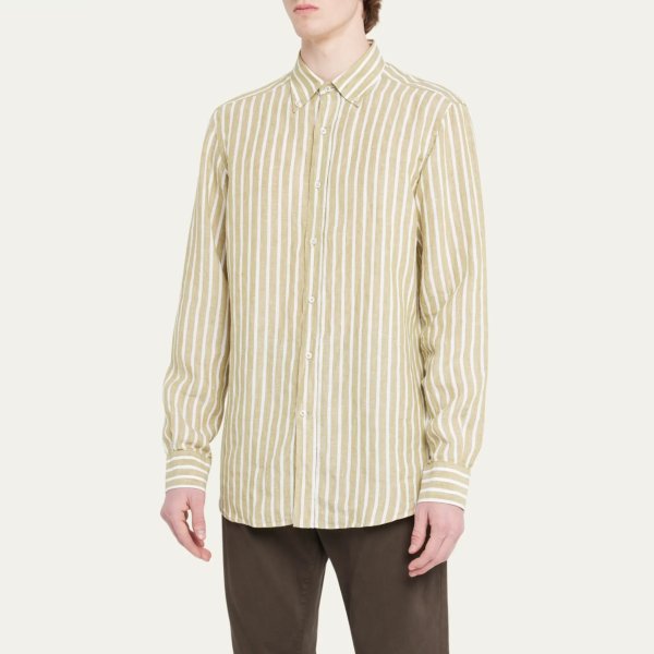 Men's Stripe Linen Sport Shirt