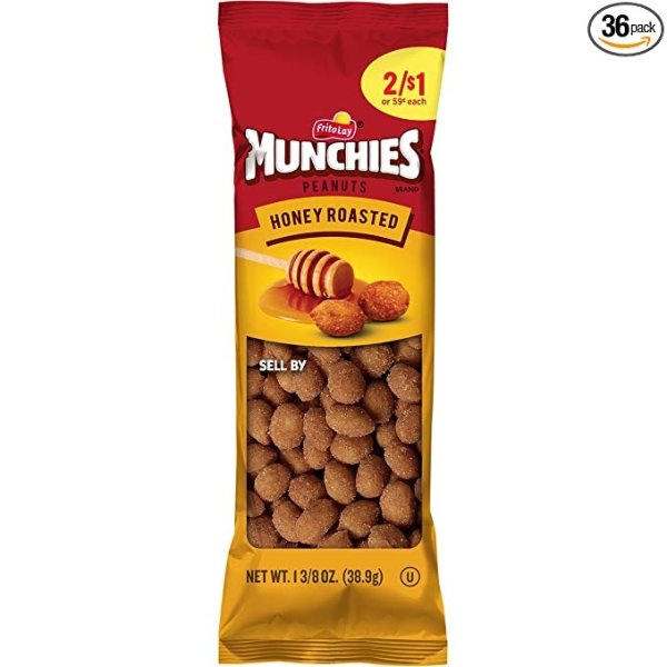 Honey Roasted Peanuts, 1.37 Oz Bags, Pack of 36