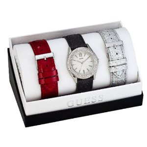 Red, Black and Silver-Tone Feminine Classic Watch Set