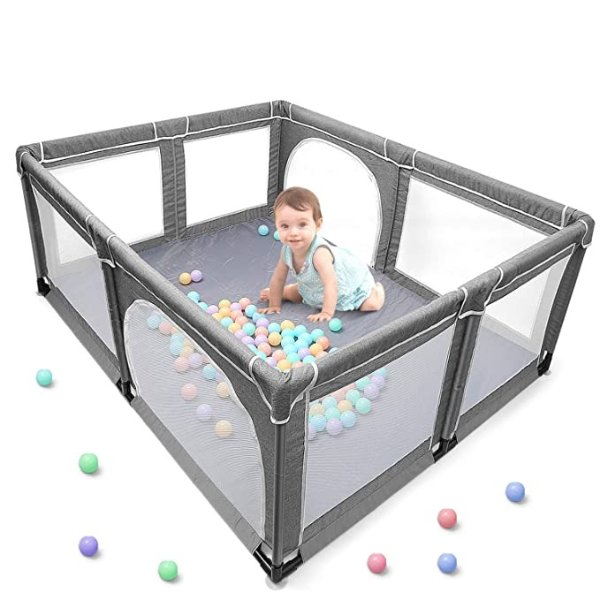 Yobest Baby Playpen, Extra Large Play Yard for Infants, Sturdy Safety Infant Playard, Indoor and Outside Big Toddler Play Pen with Gates, Portable Babys Fences for Babies, Infant, Kids, Childs