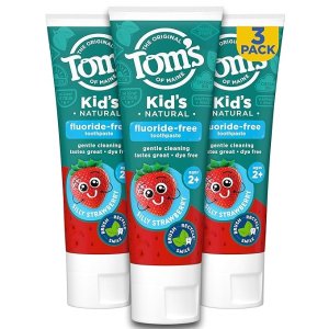 Tom's of Maine儿童无氟牙膏草莓味 5.1 盎司*3