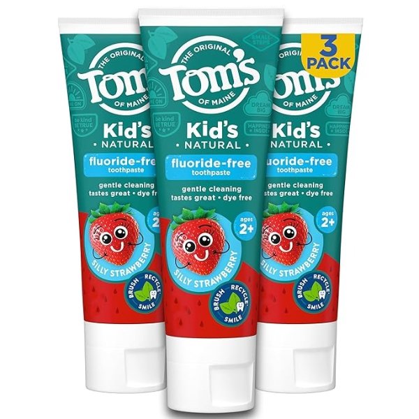 Fluoride Free Children's Toothpaste, Natural Toothpaste, Dye Free, No Artificial Preservatives, Silly Strawberry, 5.1 oz. 3-Pack (Packaging May Vary)