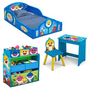 Delta Children4-Piece Room-in-a-Box Bedroom Set by Delta Children - Includes Sleep & Play Toddler Bed, 6 Bin Design & Store Toy Organizer and Art Desk with Chair