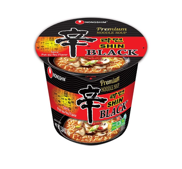 Shin Black Noodle Soup, Spicy, 2.64 Ounce,Pack of 6