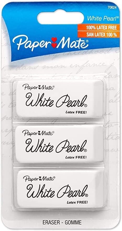 70624 White Pearl Erasers, Large, 3 Count