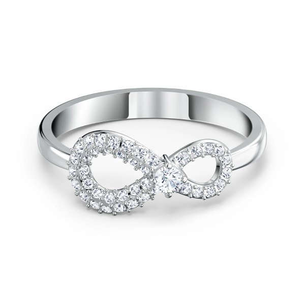 Infinity ring, Infinity, White, Rhodium plated by