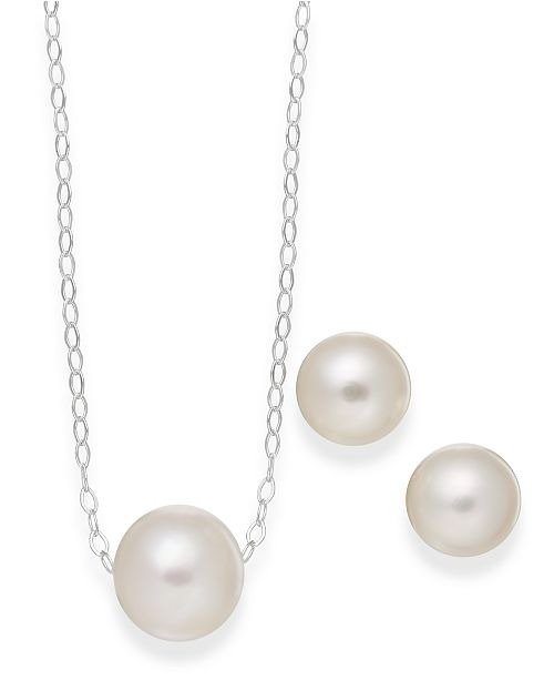 Cultured Freshwater Pearl Classic Jewelry Set in Sterling Silver (8-10mm)