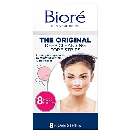 Original, Deep Cleansing Pore Strips, Nose Strips for Blackhead Removal, with Instant Pore Unclogging, 8 Count, features C-Bond Technology, Oil-Free, Non-Comedogenic Use, White (17545)