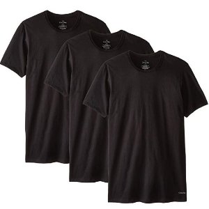 Calvin Klein 男士圆领黑色短袖T恤3件装热卖