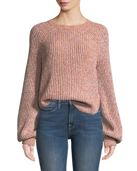 Marled Raglan Crewneck Pullover Sweater