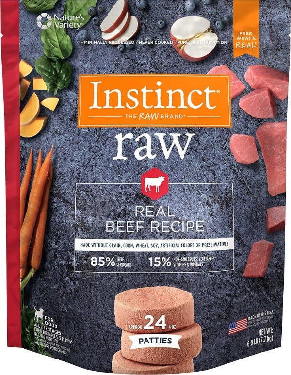 by Nature's Variety Frozen Raw Patties Grain-Free Real Beef Recipe Dog Food, 6-lb bag - Chewy.com