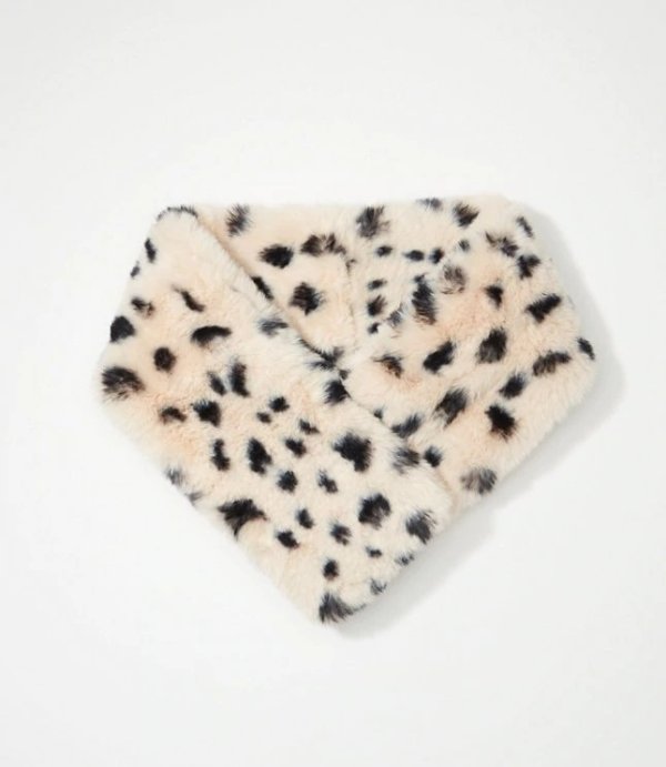 Leopard Print Faux Fur Pull Thru Scarf | LOFT