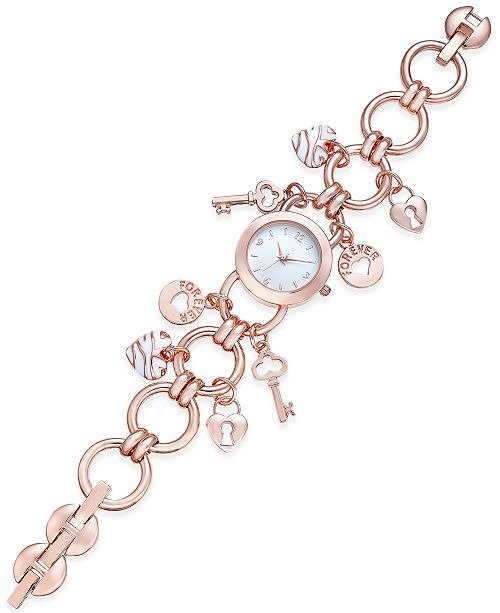 Women's Rose Gold-Tone Charm Bracelet Watch 23mm, Created for Macy's