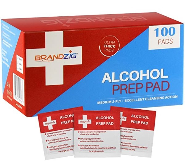 BRANDZIG Alcohol Prep Pads (100-Pack)