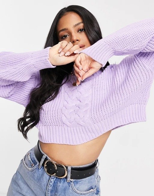 cropped sweater in lilac | ASOS