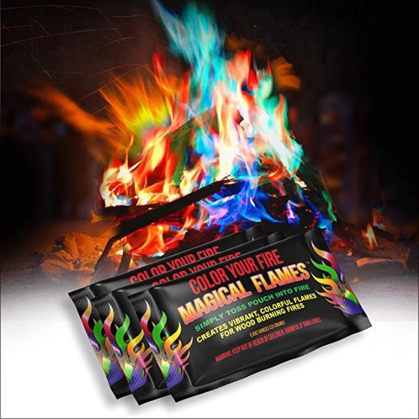 Magical Flames Create Colorful & Vibrant Flames for Fire Pit - (25 Pack) - Campfire, Bonfire, Outdoor Fireplace – Magical, Colorful, Rainbow, Mystic Flames – Twice The Color – Half The Price