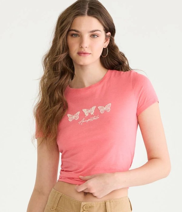 Butterfly Trio Flocked Graphic Tee