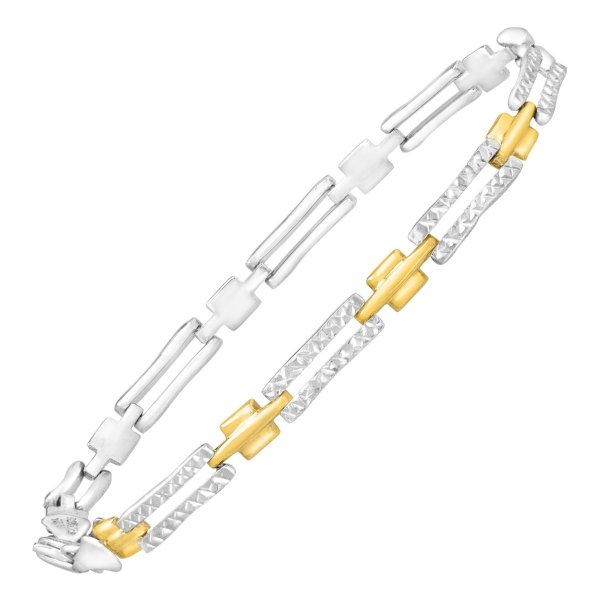 Rectangular Link Bracelet in 14K Gold-Bonded Sterling Silver | Rectangular Link Bracelet | Jewelry.com