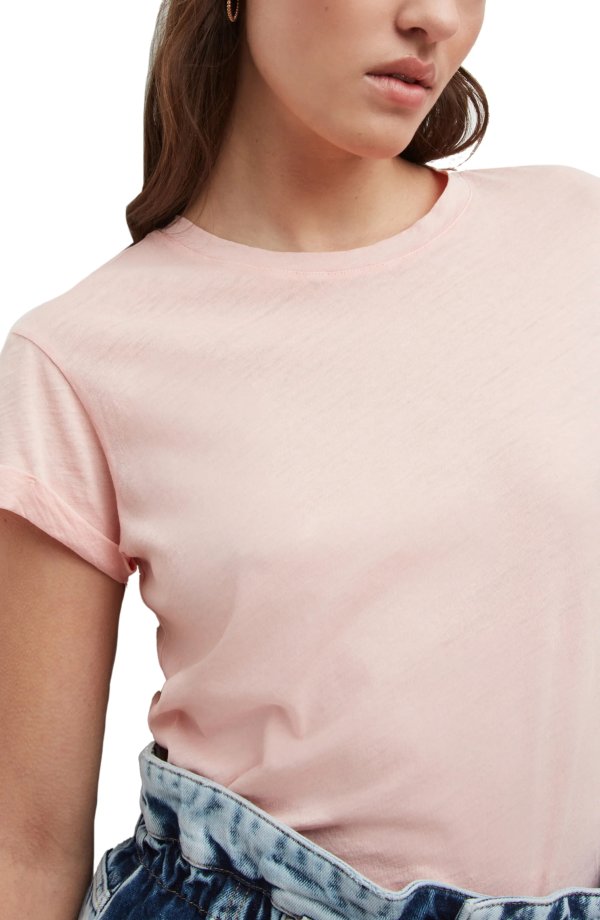Anna Cuff Sleeve Cotton T-Shirt