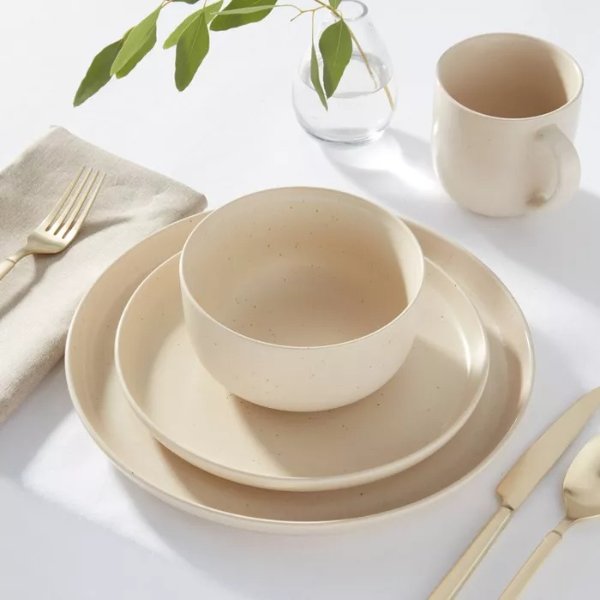 16pc Stoneware Tilley Fashion Dinnerware Set White - Project 62&#8482;