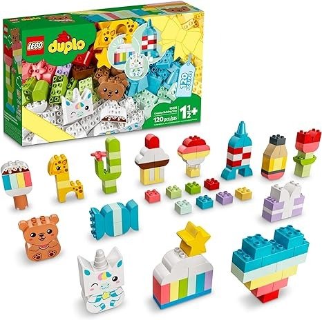 DUPLO Classic Creative Building Time 10978 Bricks Box, Learning Toy for Toddlers & Kids 18 Months Old, with Unicorn, Heart and Giraffe Toys