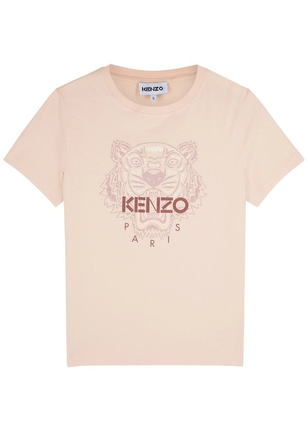 Pink tiger-print cotton T-shirt