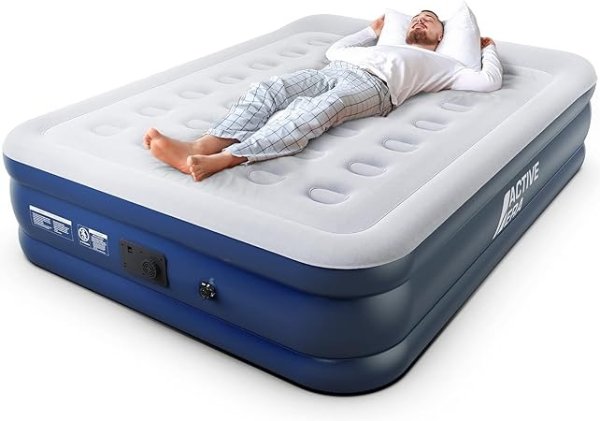 Active Era King Size Air Mattress with Built-in Pump Raised - Premium Elevated Inflatable Mattress Airbed with Raised Pillow - Puncture Resistant 19.5" Tall King Air Mattress with Waterproof Soft Top