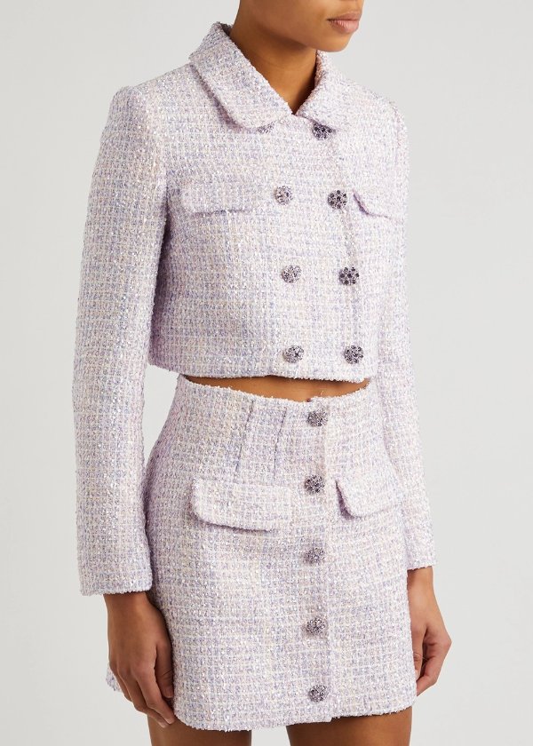 Embellished boucle tweed jacket