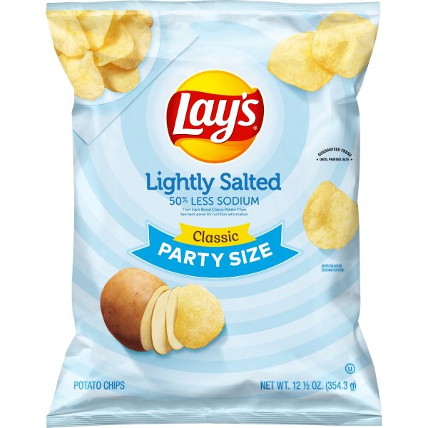 Lightly Salted Flavored Potato Chips, Party Size, 12.5 oz Bag