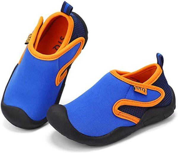蓝橘配色学步鞋运动鞋