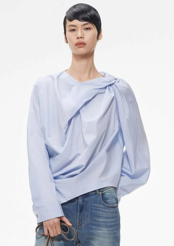 Asymmetric Long Sleeve Pullover Shirt