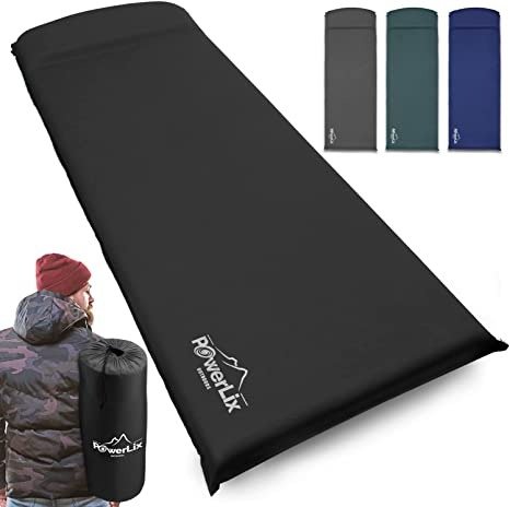 POWERLIX Sleeping Mat Pad – Self-Inflating Foam Pad - Insulated 3inches Ultrathick Mattress for Camping Backpacking, Hiking - Ultralight Camping Mat Pad for A Tent, Built in Pillow Fits in A Carry Bag