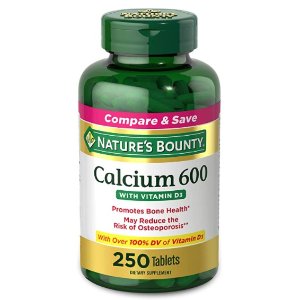 Nature's Bounty Calcium Carbonate & Vitamin D by Nature's Bounty, Supports Immune Health & Bone Health, 600mg Calcium & 800IU Vitamin D3, 250 Tablets