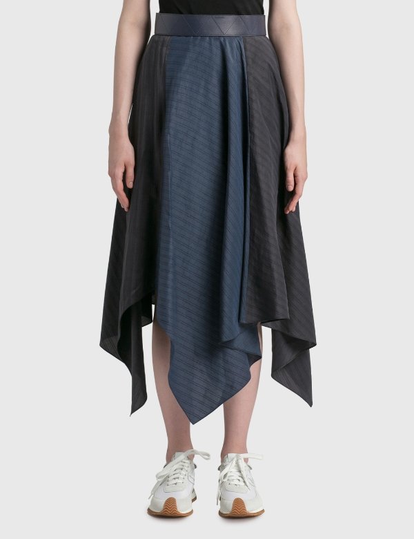 Stripe Asymmetric Midi Skirt