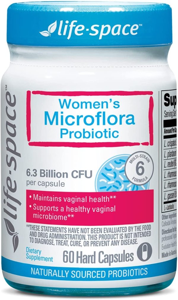 -Space Probiotic for Women - Supports Vaginal Health, Microflora and pH for BV and Yeast and Urinary Health - 6.3 Billion CFU - 60 Capsules