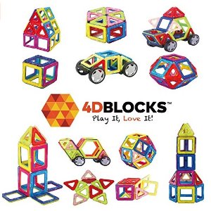 4DBlocks - Play it , Love it! - Magnetic Building Block Set – 40 Pieces – Promotes Creativity, Imagination & Brain Development – The Best Combination Of Recreation & Education For Children