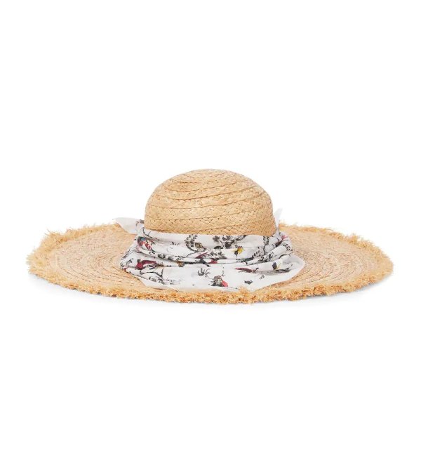Vacation 丝巾草编帽