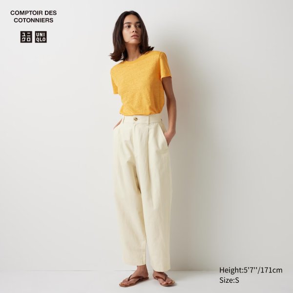 Linen-Blend Pleated Tapered Pants | UNIQLO US